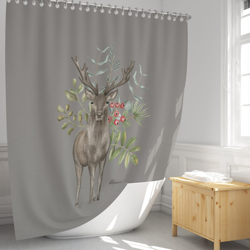 Crochets de rideau de douche à imprimé animal, H 72 po x l 70 po