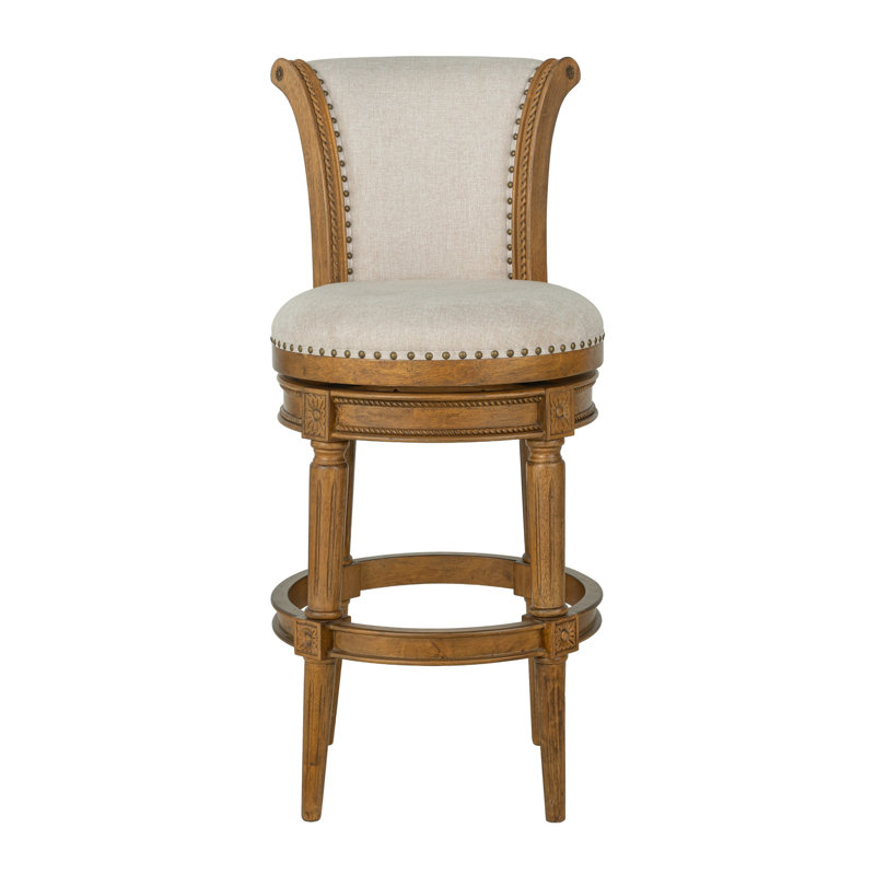  Tabouret tournant 31 "Runyan, chêne vieilli avec tissu sable, ensemble de 3, 45, 3