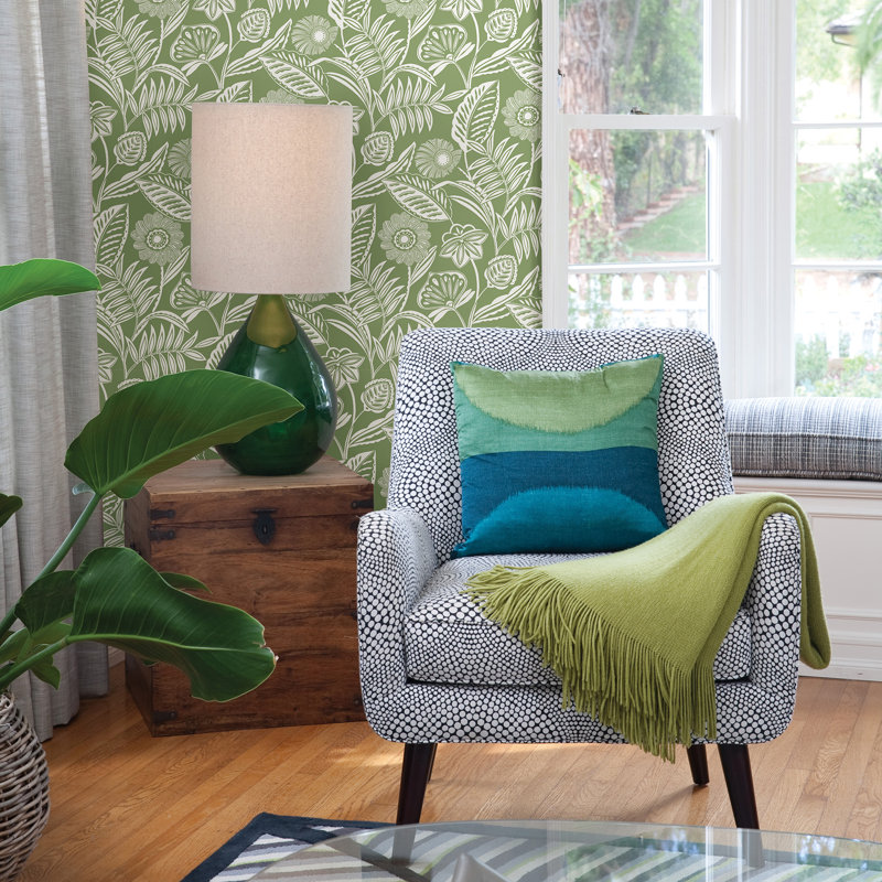 Kansas 8.23m x 68.58cm Semi-Gloss Wallpaper Roll, Green