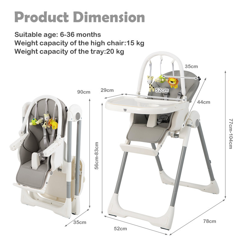 High Chair, Grey/White