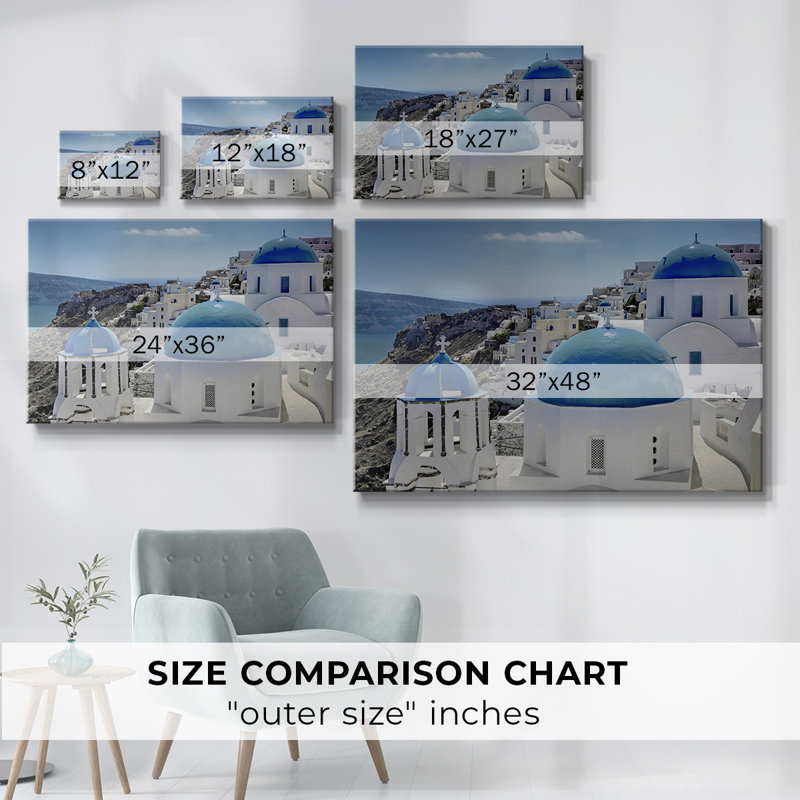 Santorini samedi, toile tendue avec châssis, H 12 po x l 18 po
