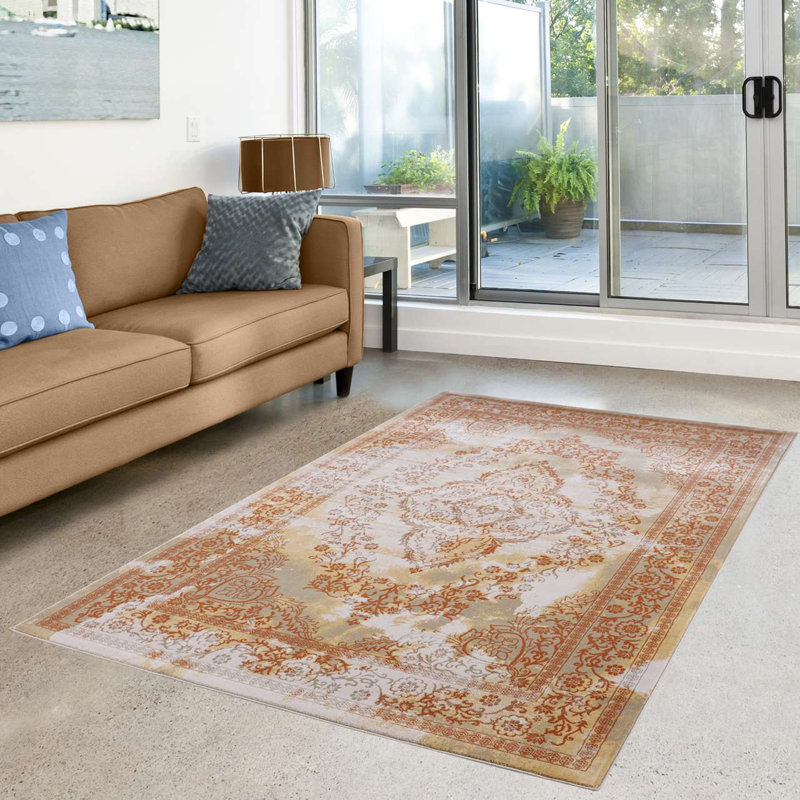 Tapis brun à motif floral Lauren, Rectangle 5 pi 3 po x 7 pi 7 po