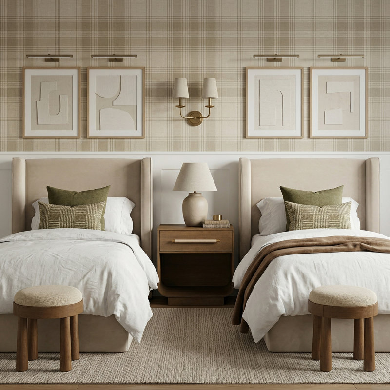 Lit tapissier Kendall Wanaque, Velours crème, Simple