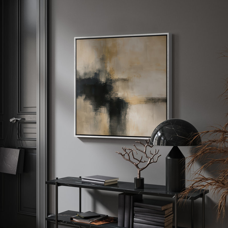 Art mural encadré abstrait rétro antique classique pour chambre à coucher, H 24 po x l 24 po, Blanc