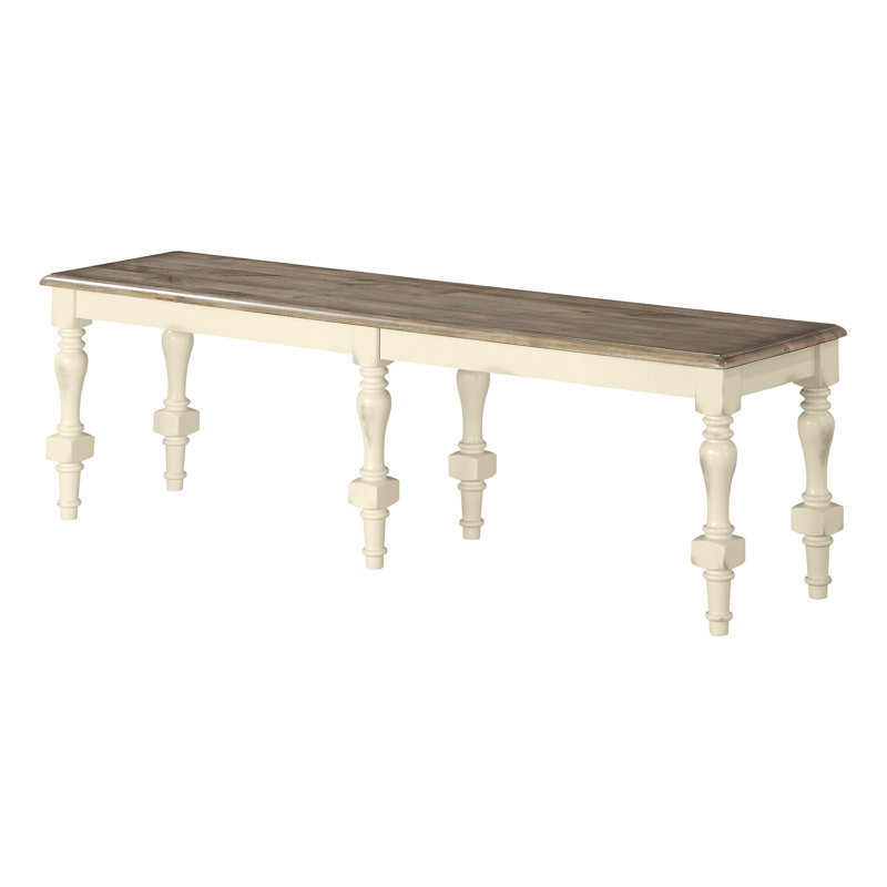 Austun 18" Height Solid Wood Bench, White/Gray