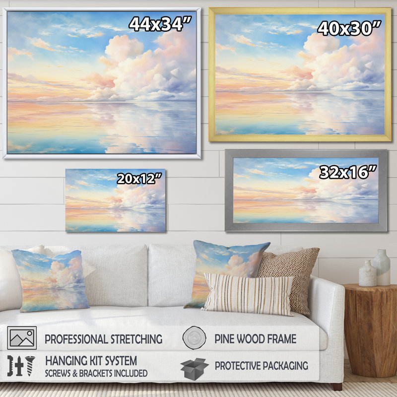 White Sky Pure Elegance III - Nautical & Beach Wall Art Prints, H 24 po x l 32 po x P 1 po, Toile tendue