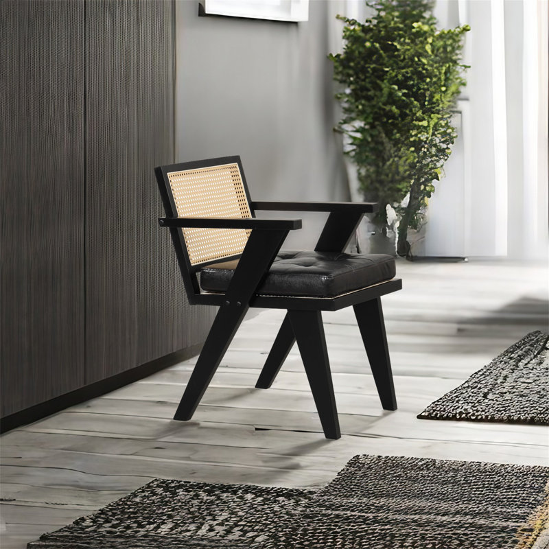 Fauteuil large 17,3 po Avihay, 100 % lin noir, Noir