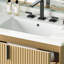 Meuble-lavabo de salle de bain 30 po avec lavabo en céramique, tiroir à extension et conception cannelée à la main pour les tiroirs autoportants Mid-Century Modernes, mécanisme de fermeture en douceur-754455148