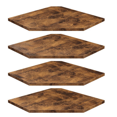 Set Of 4 Heavy Duty Rustic Corner Shelves With Cable Management - Ideal For Stylish Storage