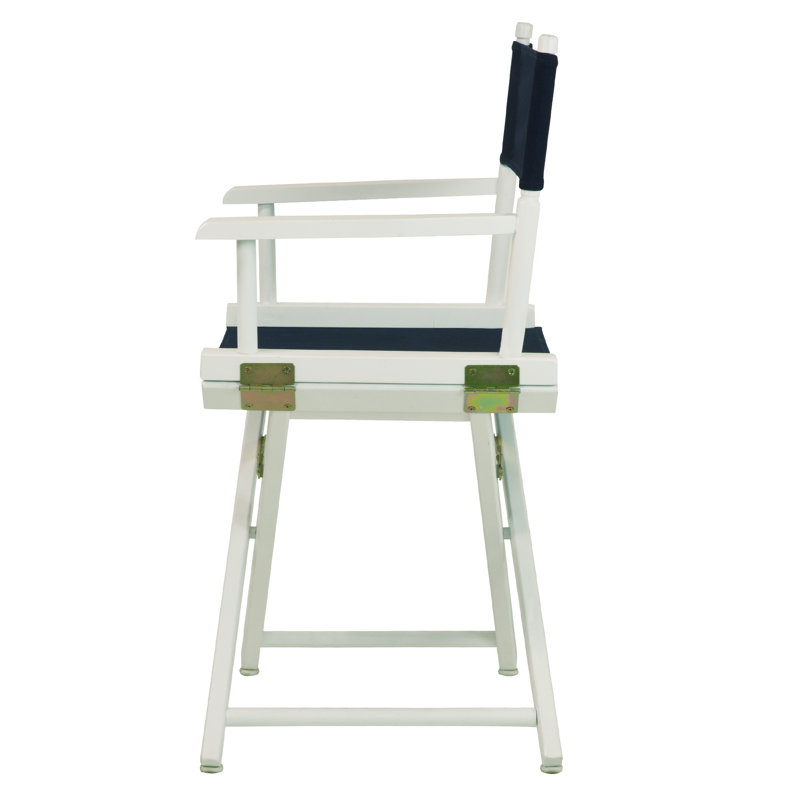 18" Folding Director Chair, Navy Blue, White