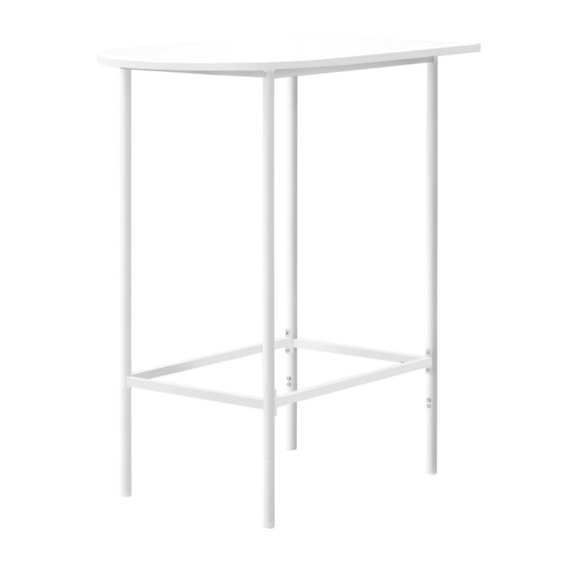 Fery Bar Height Table, Metal Legs, 36 Inch Half Round Top, White