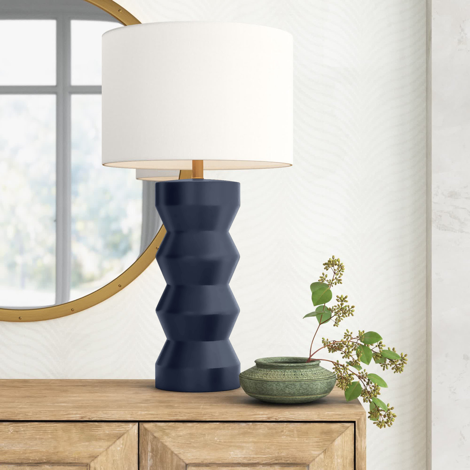 Dublin Ceramic Table Lamp, Matte Navy
