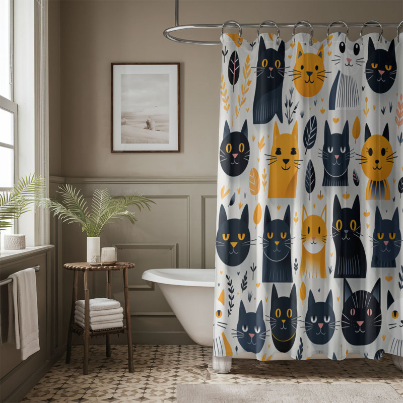 Rideaux de douche Ghoulish Kitties - Premium, H 74 po x l 71 po