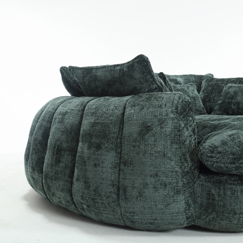 Canapé-lit double confortable avec accoudoirs et grand dossier rembourré pour le salon et la chambre à coucher, Émeraude