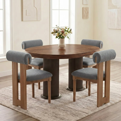 Abentego Solid Wood Fabric Dining Chair