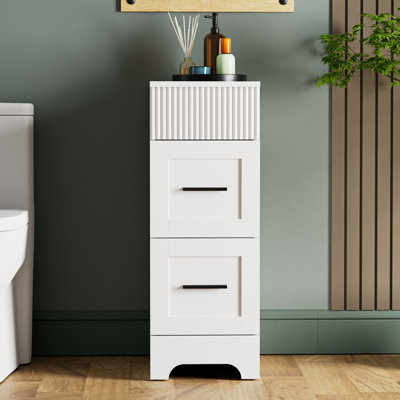12" Freestanding Side Bathroom Cabinet with 2 Drawers, Bedroom Living Room Storage and Organization