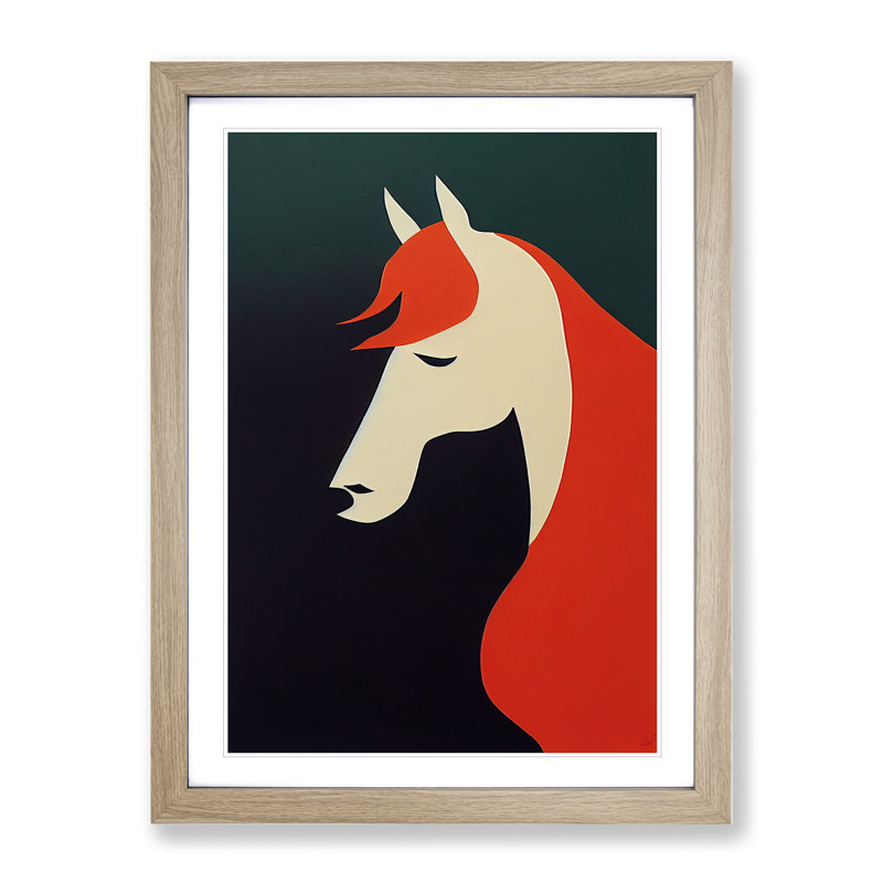 Abstract Horse No.8 - Framed Print, 46cm H x 34cm W x 2cm D, Oak