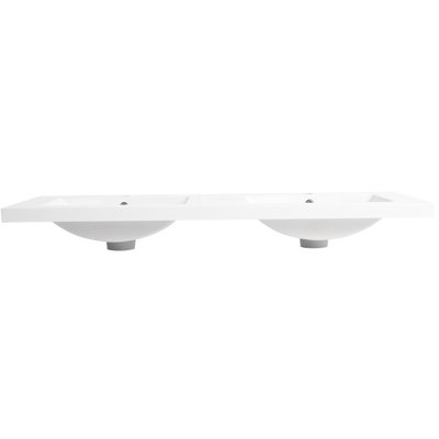 Comptoir de meuble-lavabo de salle de bain 48 po en résine blanche, bords polis, longueur 47,64 po, largeur 18,02 po, hauteur 6,03 po, 38,3 lb, blanc résistant à la corrosion et à l'usure, doux au toucher, long, large, haut,