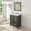 Ensemble de meuble-lavabo autoportant 24 po avec plateau en céramique et miroir assorti Brescia-27042728