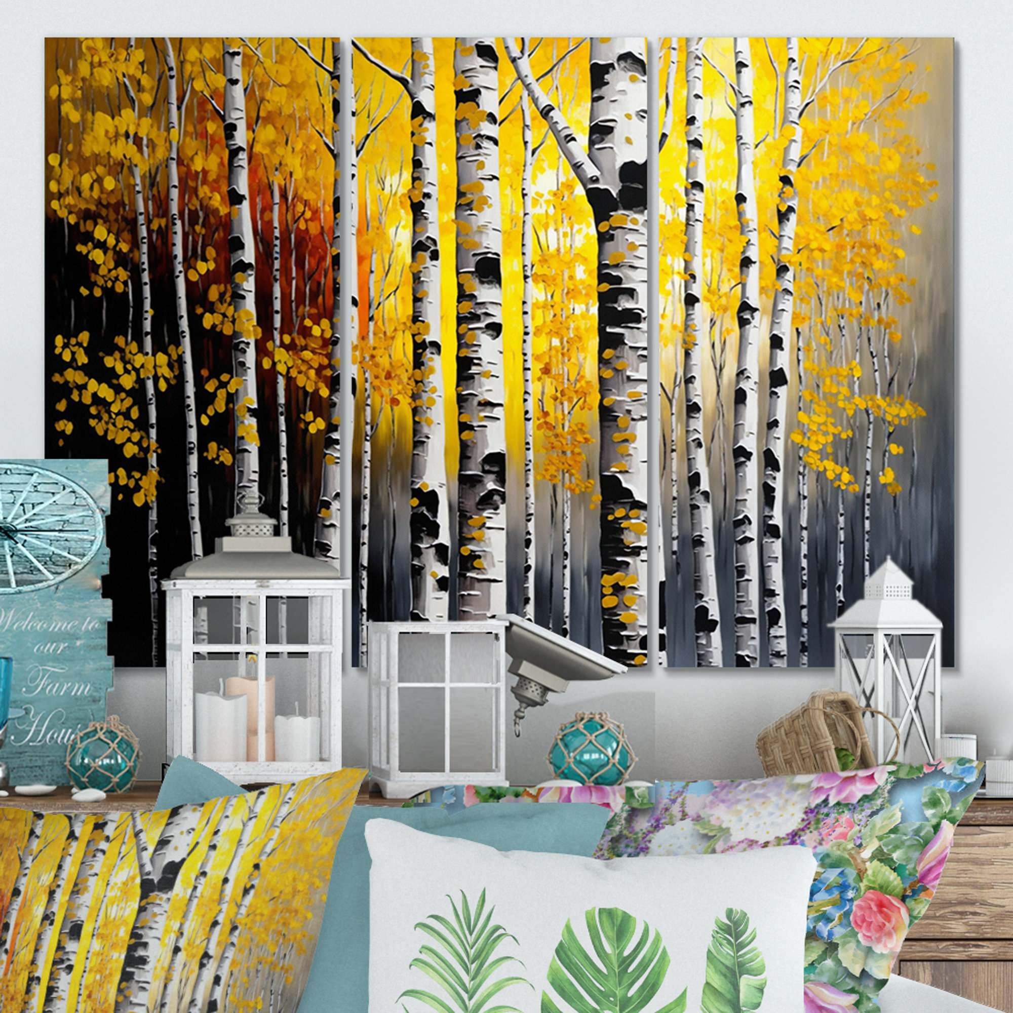 Millwood Pines Into A Golden Birch Forest VI - Landscape Canvas Wall ...