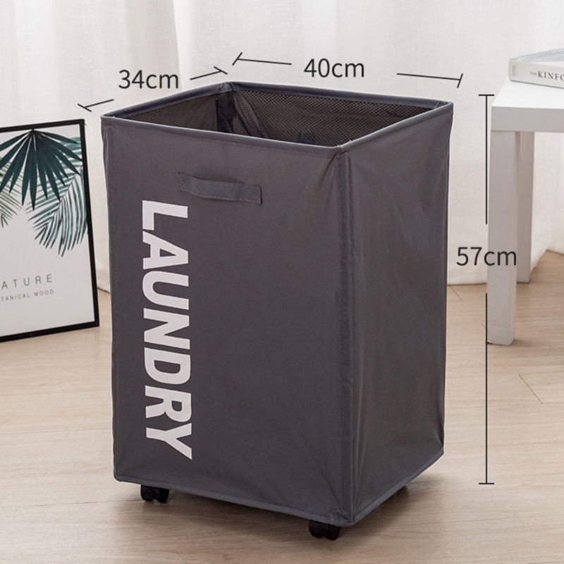 Rolling Laundry Hamper with Handles, Dark Gray, 22.8 H" x 15.4 W" x 7.3 D"
