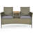 Janik 2-Person Patio Rattan Conversation Furniture Set with Coffee Table And Cushions