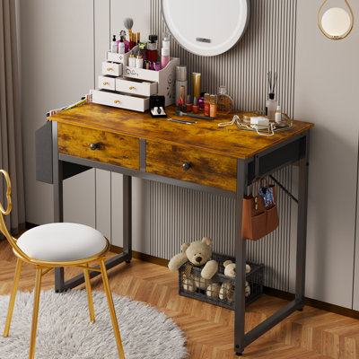 Small Computer Desk Home Office Desk With 2 Drawers by Ebern Designs