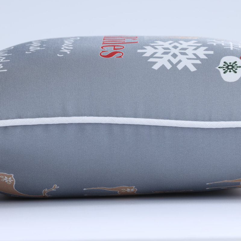 Gray and Red Christmas Sleigh Rides Reversible Throw Pillow