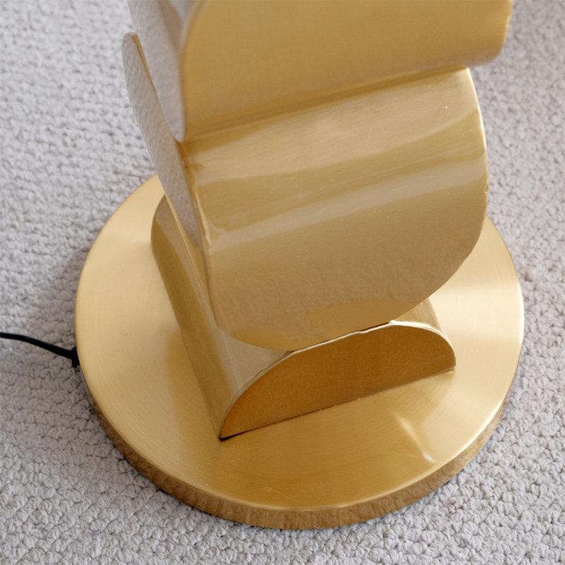 Beige + lin doré + lampes sur pied sans fer, Doré