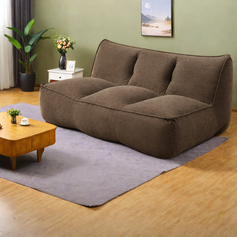 Canapés de compression, pouf poire en velours côtelé de 135 cm, brun moderne pour la maison, Brun