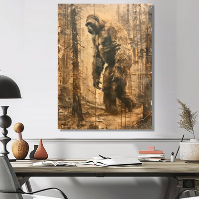 Brown Green Mysterious Bigfoot Migration II - Bigfoot Wall Art