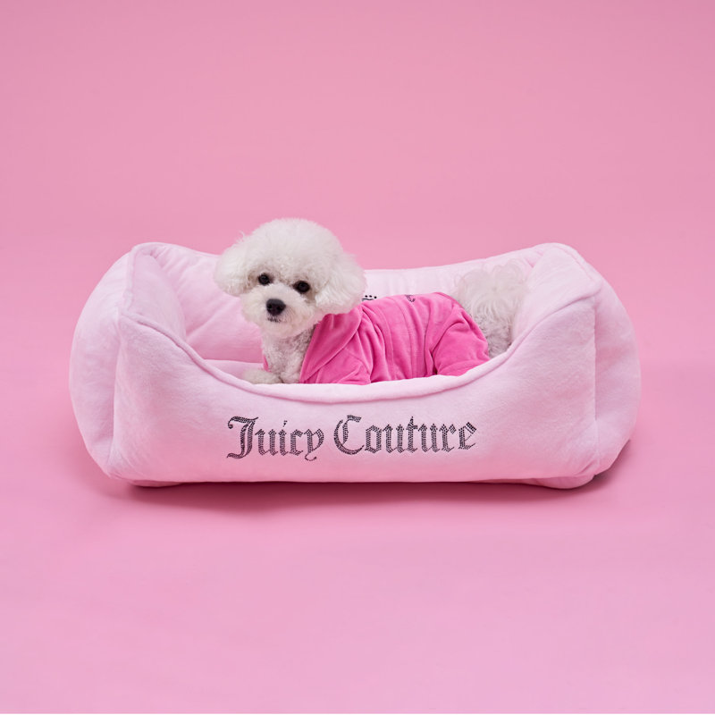 Juicy Couture Bling And Crown Pet Bed, Pink, 8" H x 14" W x 24" D