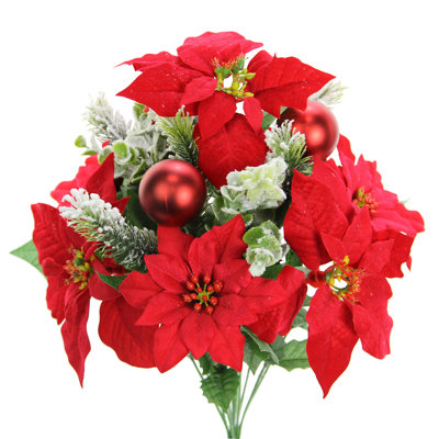 Coussinet de poinsettia artificiel velours