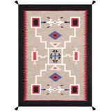 Tuscany Hand Knotted Wool Geometric Area Rug in Black/Red/Brown