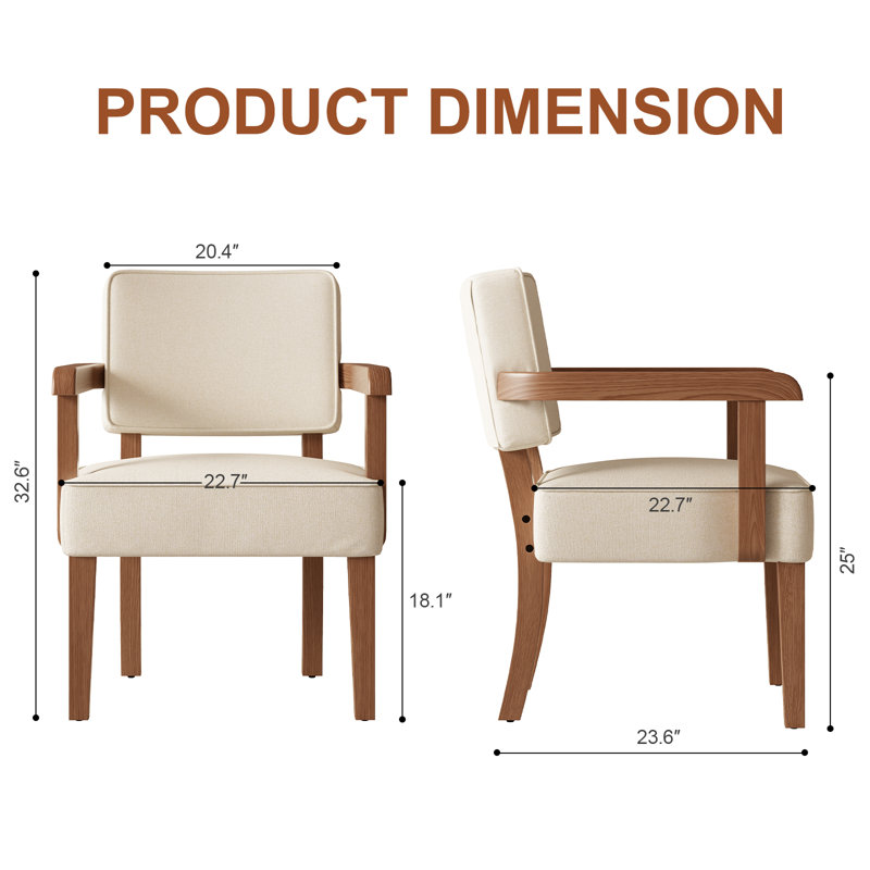 Daniel Beige Suede Cushioned Solid Wood Armchair