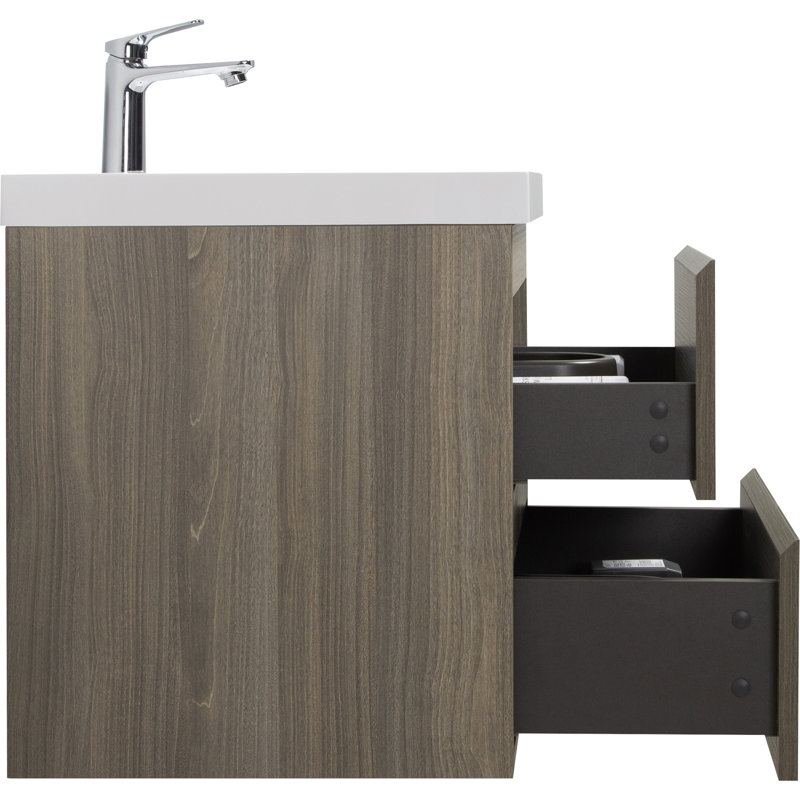 Meuble-lavabo flottant avec lavabo, conception murale pour une décoration de salle de bain moderne et peu encombrante., Gris