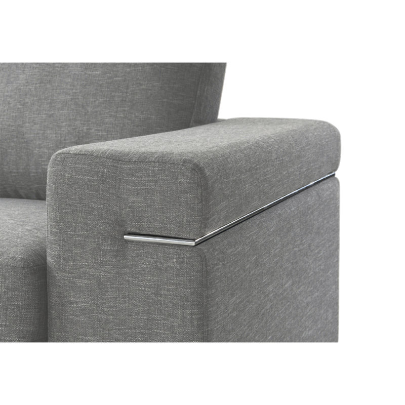 Chaise avec accoudoirs en tissu tissé, Gris clair