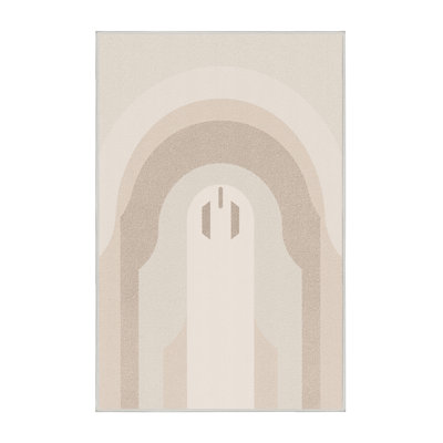 Soft Plush Ferland Hanukkah Modern & Contemporary Abstract Area Rug in Beige – White Binding