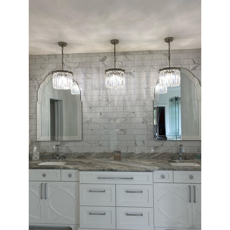 Lustre rond / ovale à intensité variable 33 lumières Strothers, 45" H x 44" W x 44" D, Satin Nickel/Smoke