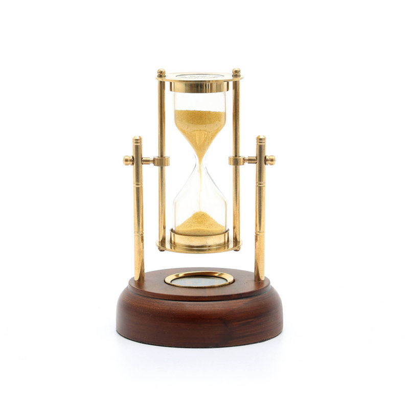Decorative Brass Frame Hourglass- Sand Clock-Sand Timer-Tabletop Object-3.5X3.25X5"
