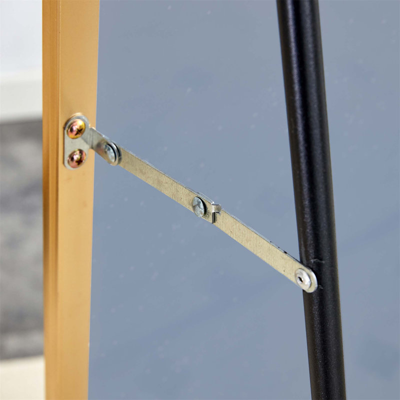 Miroir autoportant au sol en métal arqué de quatrième génération, idéal pour la salle de bain et le maquillage avec une installation facile