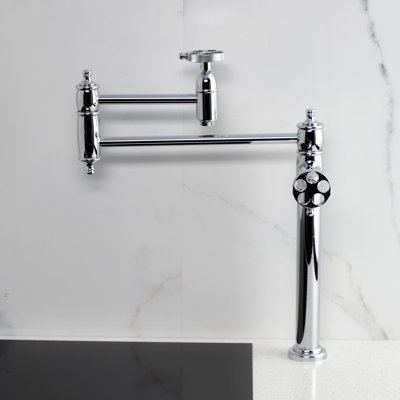 Kingston Brass Wendell Two-Handle 1-Hole Deck Mount Pot Filler Faucet with Knurled Handle