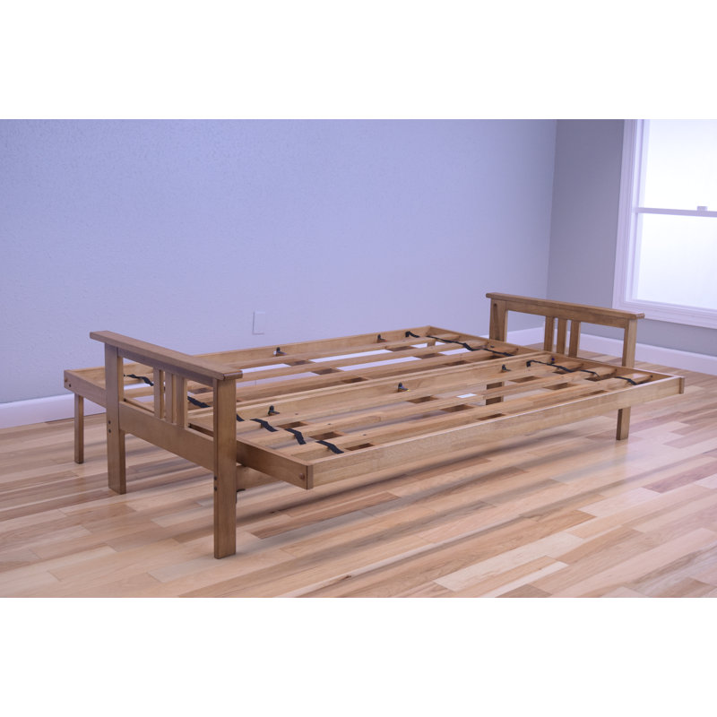 Structure de futon grand lit Stratford, matelas non inclus, Noyer cendré