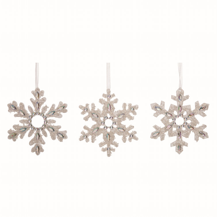  Ensemble de 3 décorations de Noël en bois et flocons de neige