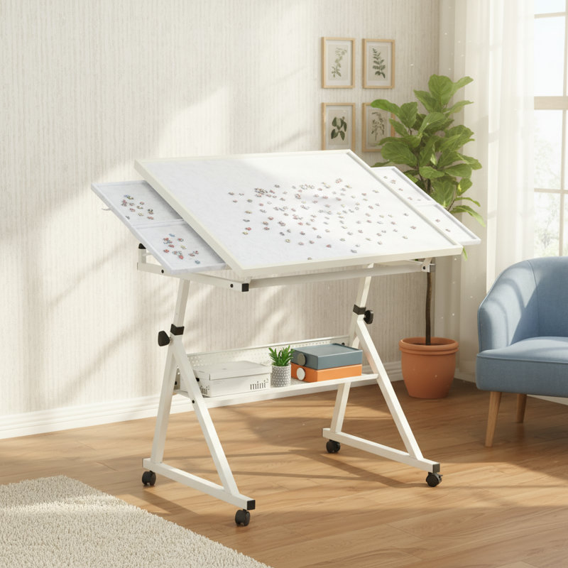 Choix de cadeau pour adulte: plateau de table en métal 1500 pièces, avec 4 plateaux blancs, pratique et exquis