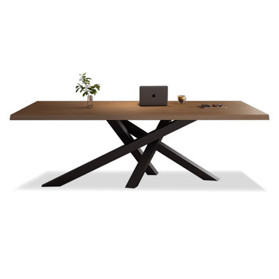 Nordic Solid Wood Cross-Leg Conference Table