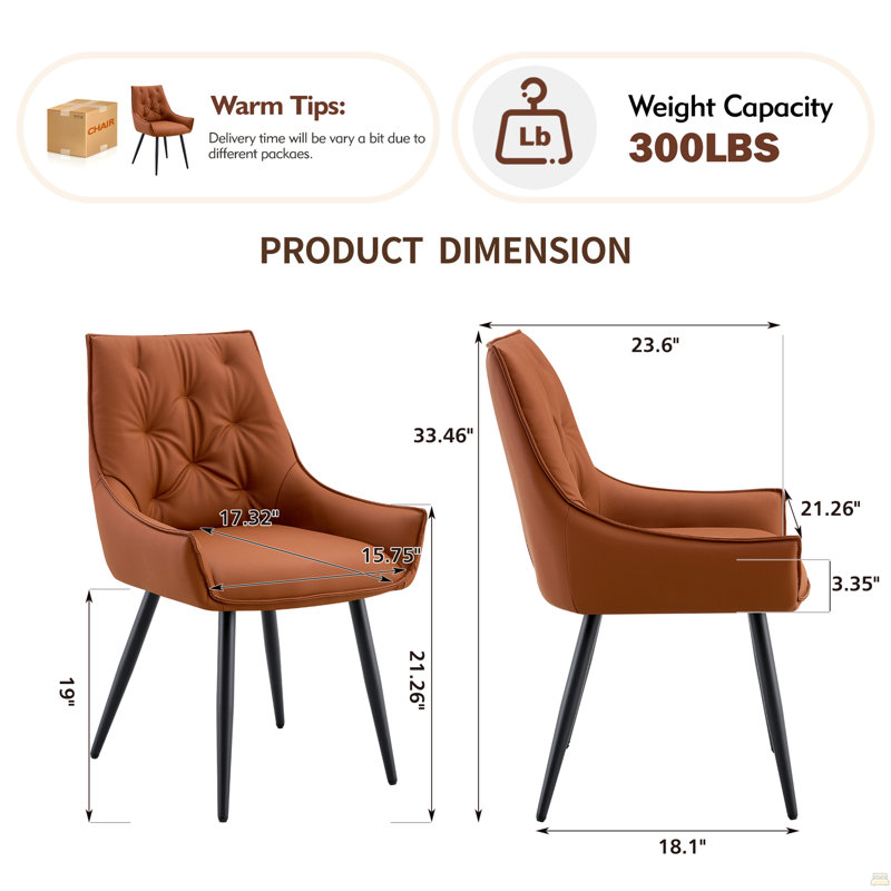 Ensemble de 2 chaises de salle à manger en similicuir brun clair, 2, Chameau