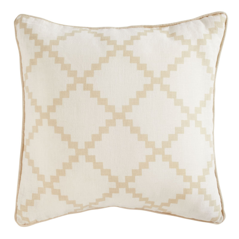 Housse et insert de coussin carré en lin, H 20 po x l 20 po, Neutre / jaune, Housse de coussin seulement - sans coussin