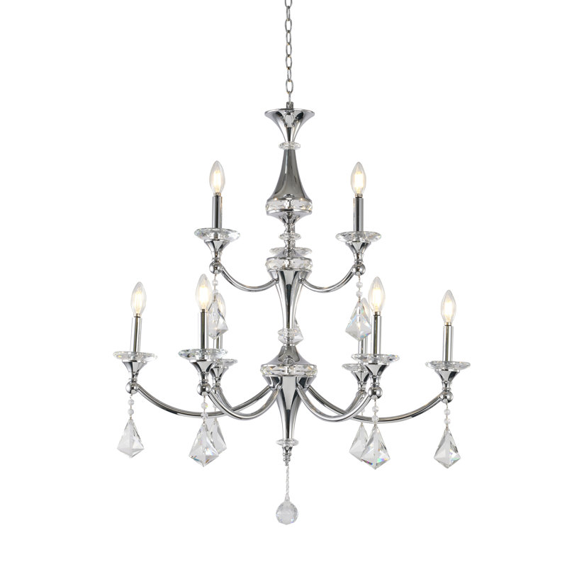 Jayleana 9-Light Traditional Crystal Chandelier , Chrome, Clear