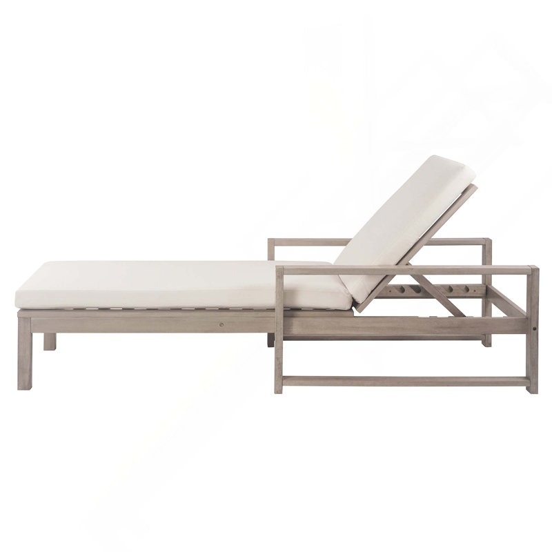 Outdoor 5-Position Chaise Lounge With Cushion & Adjustable Backrest For Backyard, Pool, Deck, And Lawn, Gray